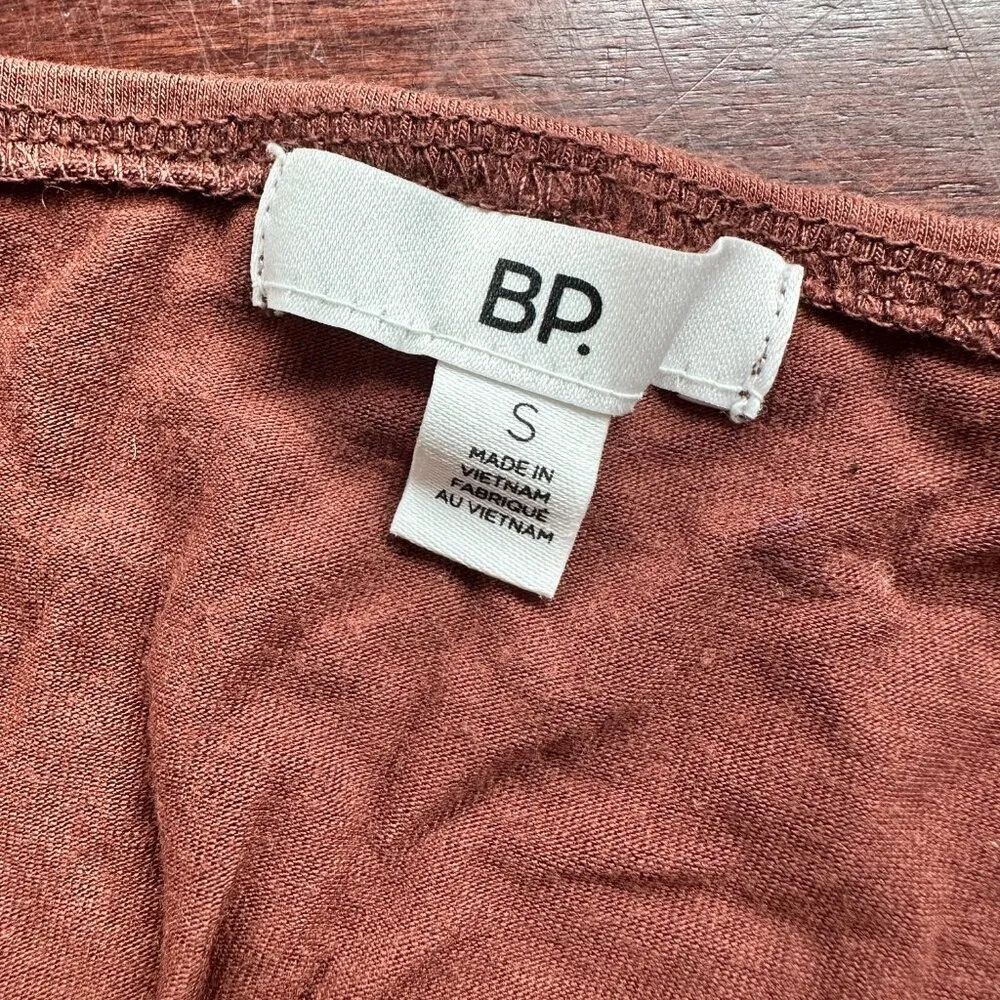 NORDSTROM BP Strappy Brown Knit Tank Top Cropped Crop Size Small Cut Outs - Image 7