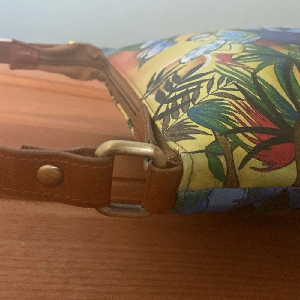 SHARIF Hand Painted Hawaiian Sunset Leather Bag ARTISTIC EXPRESSIONS VTG Purse - Image 6