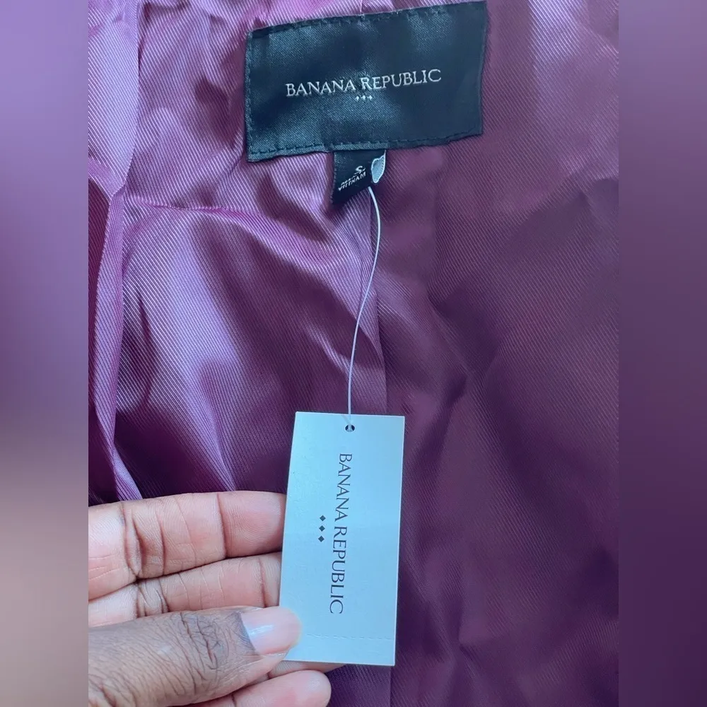 Banana Republic Outlet Plum Wine Waterfall Belted Trench Fall Coat, Size S NWT - Image 9