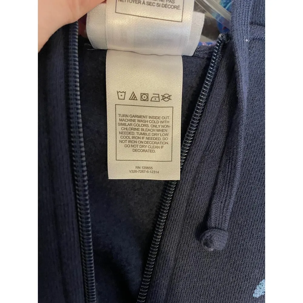 Walt Disney World Park Embroidered Graphic Hoodie Sweatshirt Navy Blue Medium - Image 8