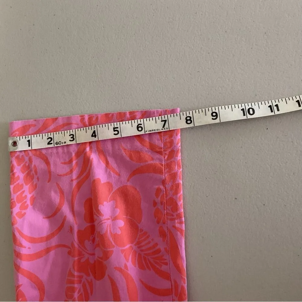 Lilly Pulitzer Vintage Pink Orange Tropical Pineapple Print Cropped Pants 10 - Image 9