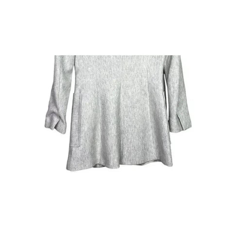 Zara Longline Herringbone Long Sleeve Jacket Blazer Zip Up Pockets M Grey #3132 - Image 11