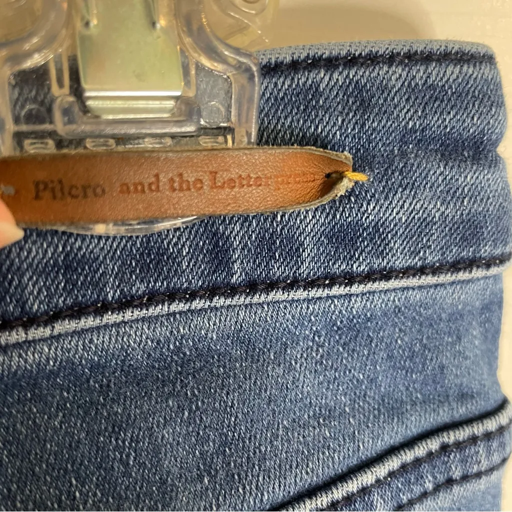 Anthropologie Pilcro Stet High Rise Flare Boho Leather Braid Trim Size 28 , 6 - Image 9