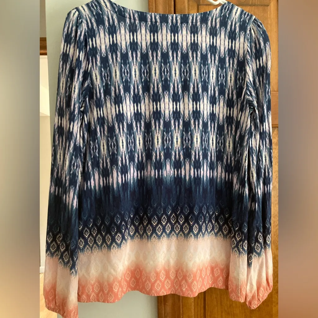 Vintage America Flowy Boho Top S Small Blue - Image 2