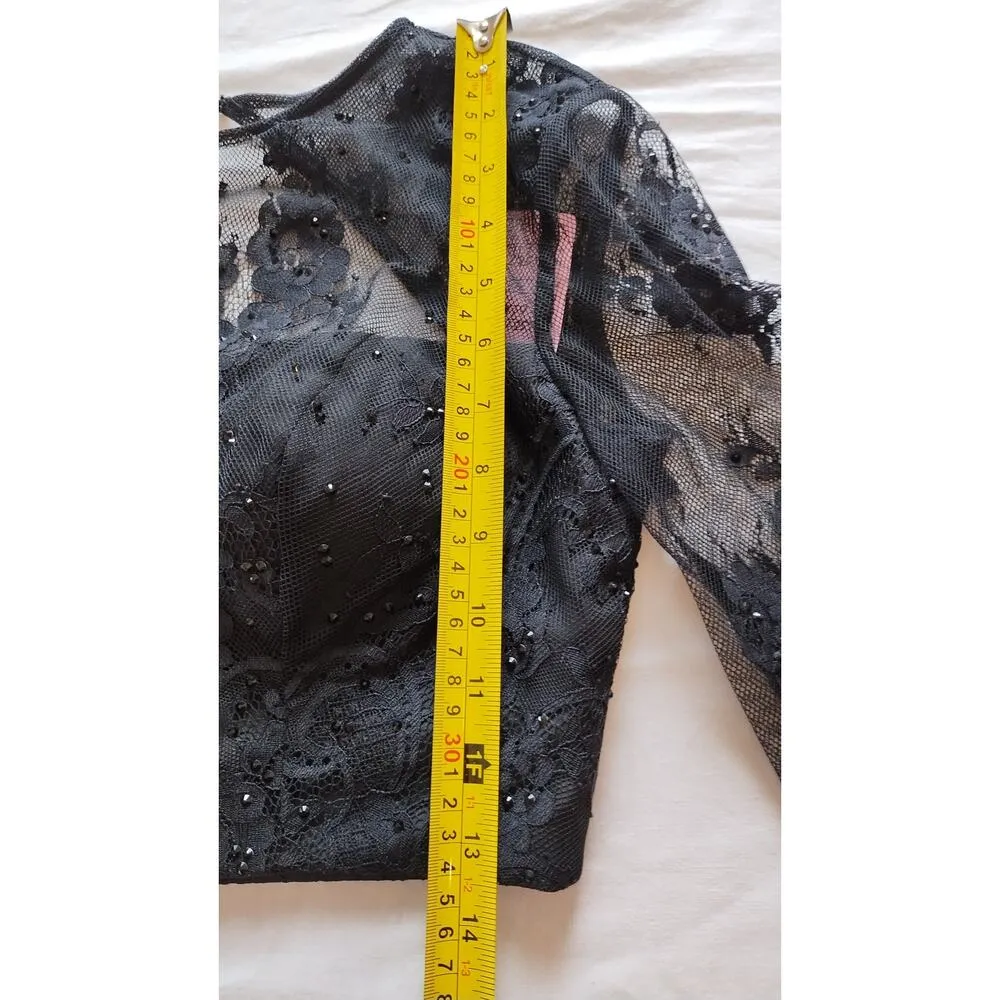 Black Lace Two Piece Homecoming Dress Open Back Long Sleeves Prom Grad Dress - Image 11