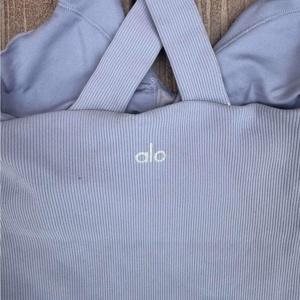 Alo Women's elevate lavender ribbed built in bra tank top XS - Image 4