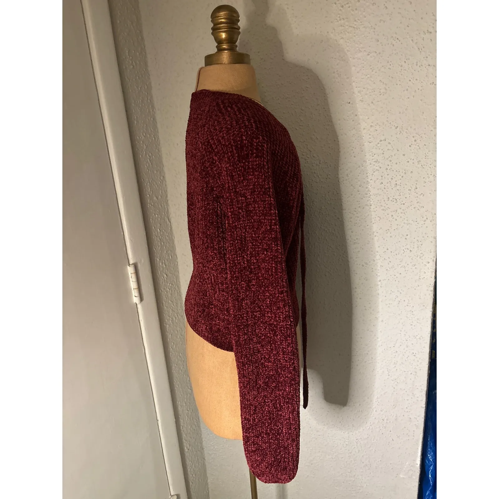 LA Hearts Cropped Knit Lace Up Tie Front Textured Sweater XS Cosplay Ren Fair - Image 4