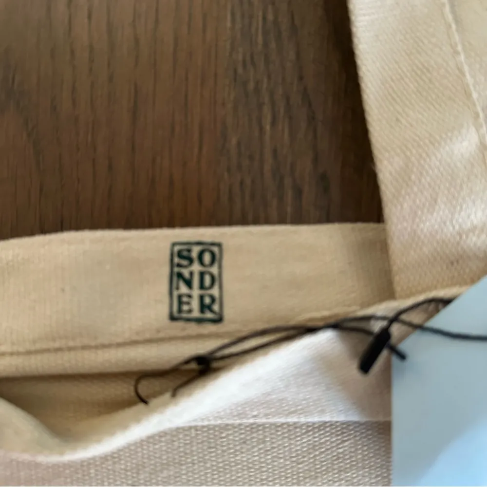 NWT Sonder Pasta Themed Canvas Tote Bag in Natural with Green 14"w x 15.25"h - Image 5