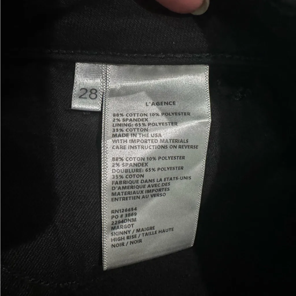 L'agence Margot‎ High Rise Skinny In Black Noir Size 28 - Image 5