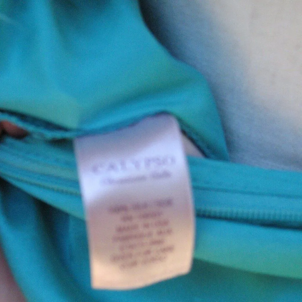 Calypso St. Barth Womens Blue Green Silk Mini Dress - Image 6