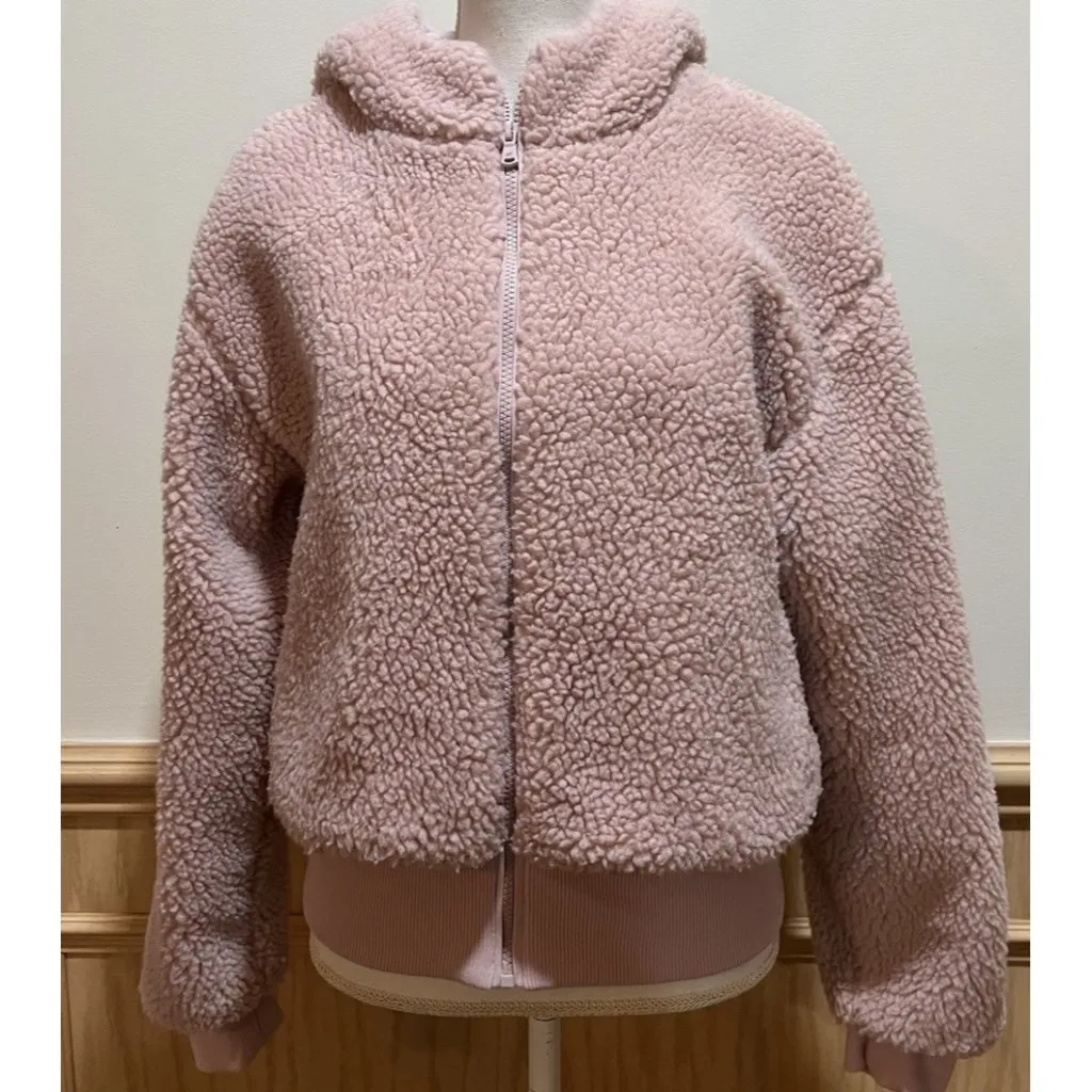 Fabletics  Summit Teddy Full Zip Hooded Jacket Sz Medium ~ Muted Mauve - Image 3