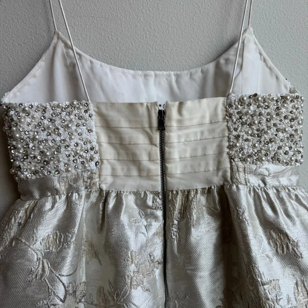 Alice + Olivia Beaded Pearl Sequin Tibi Bride Bachelorette Fiancé Dress Size 8 - Image 9