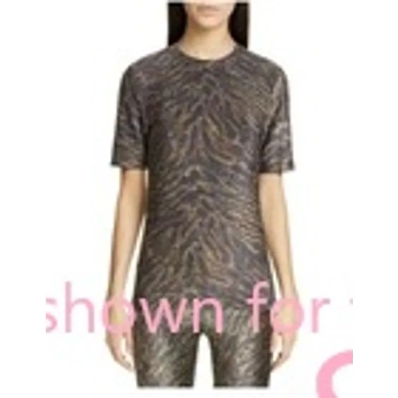 GANNI S Top Leopard Metallic Print Shirt Jersey Tee Animal Luxury Designer - Image 10