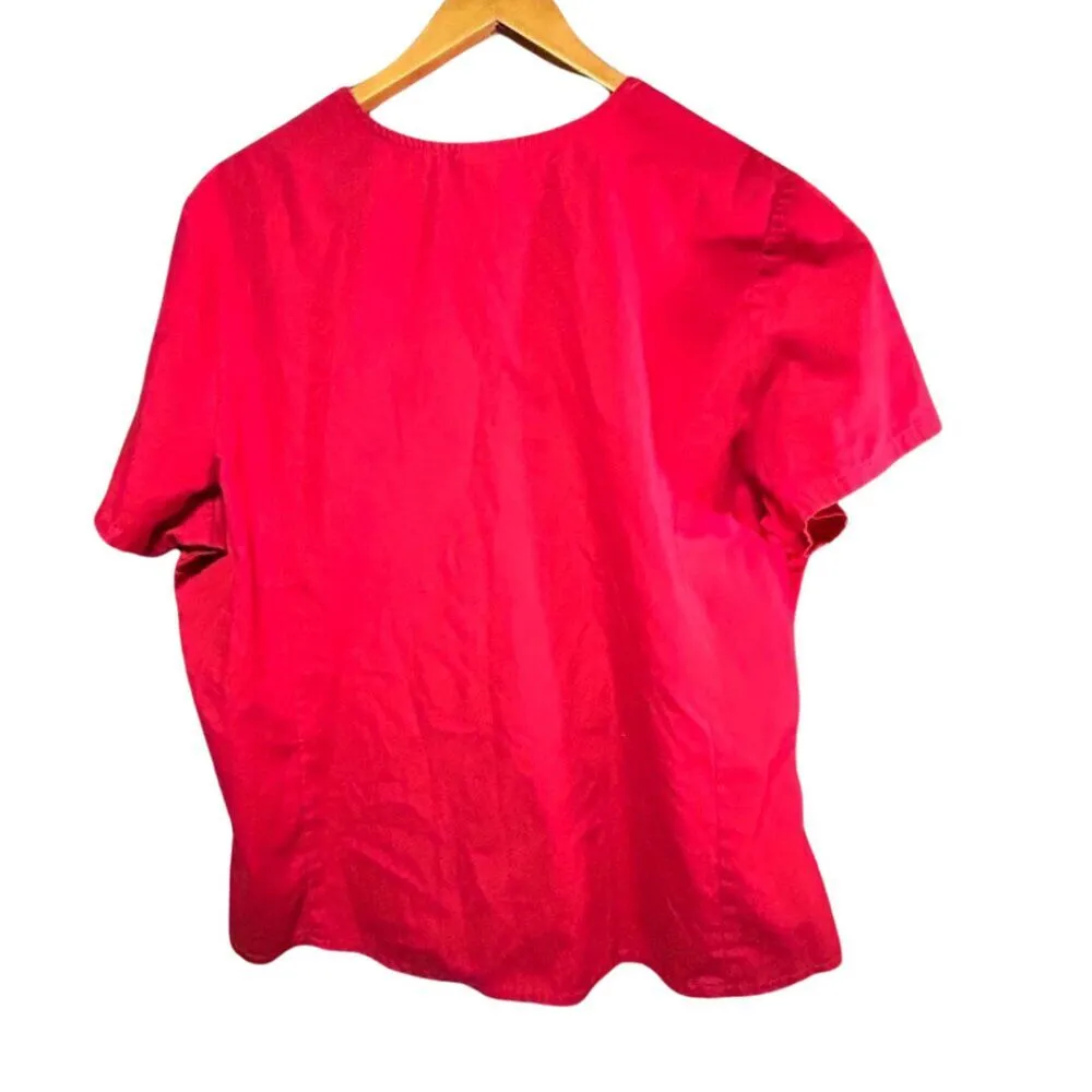 ScrubStar Mock Wrap Scrub Top - XL - Red (Tiny Ink Spot) - Image 3