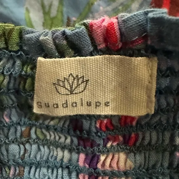 Guadalupe Design Momposina‎ Maxi Dress Small Blue Floral Parrot Off Shoulder - Image 9