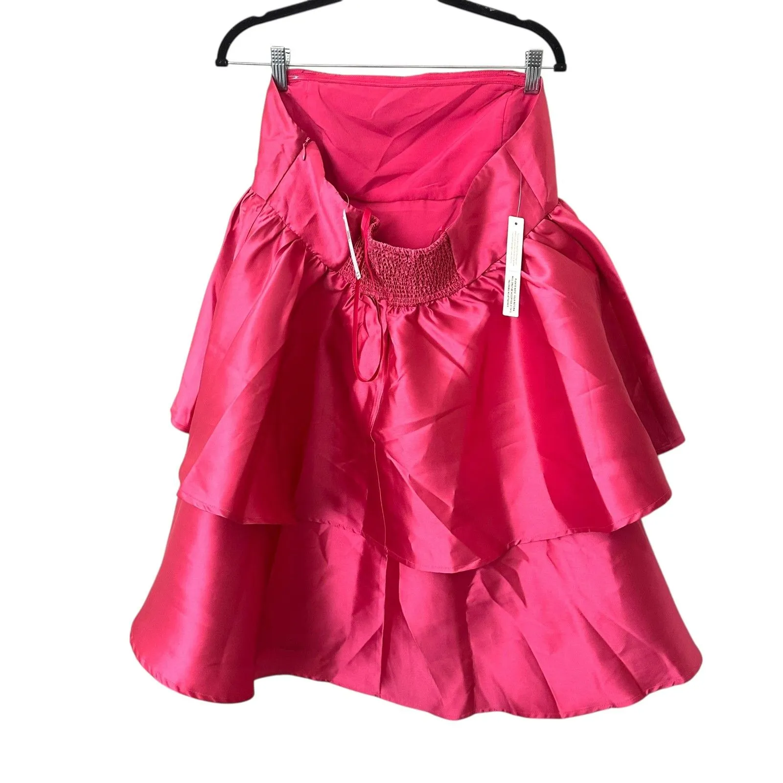 NEW NWT ANTHROPOLOGIE Hutch Strapless Tiered Mini Dress Pink Large - Image 3