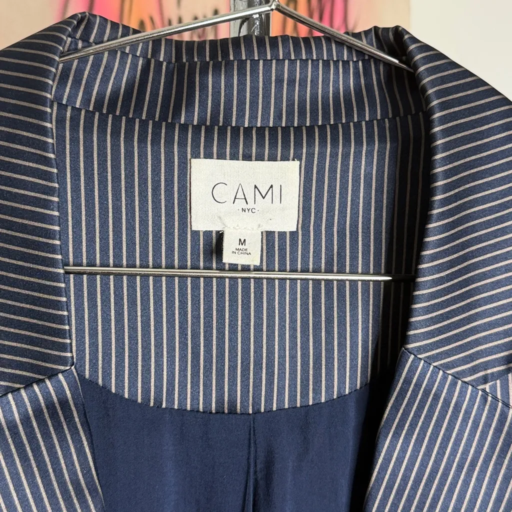 CAMI NYC Owen Navy Stripe Silk Blazer - Image 3