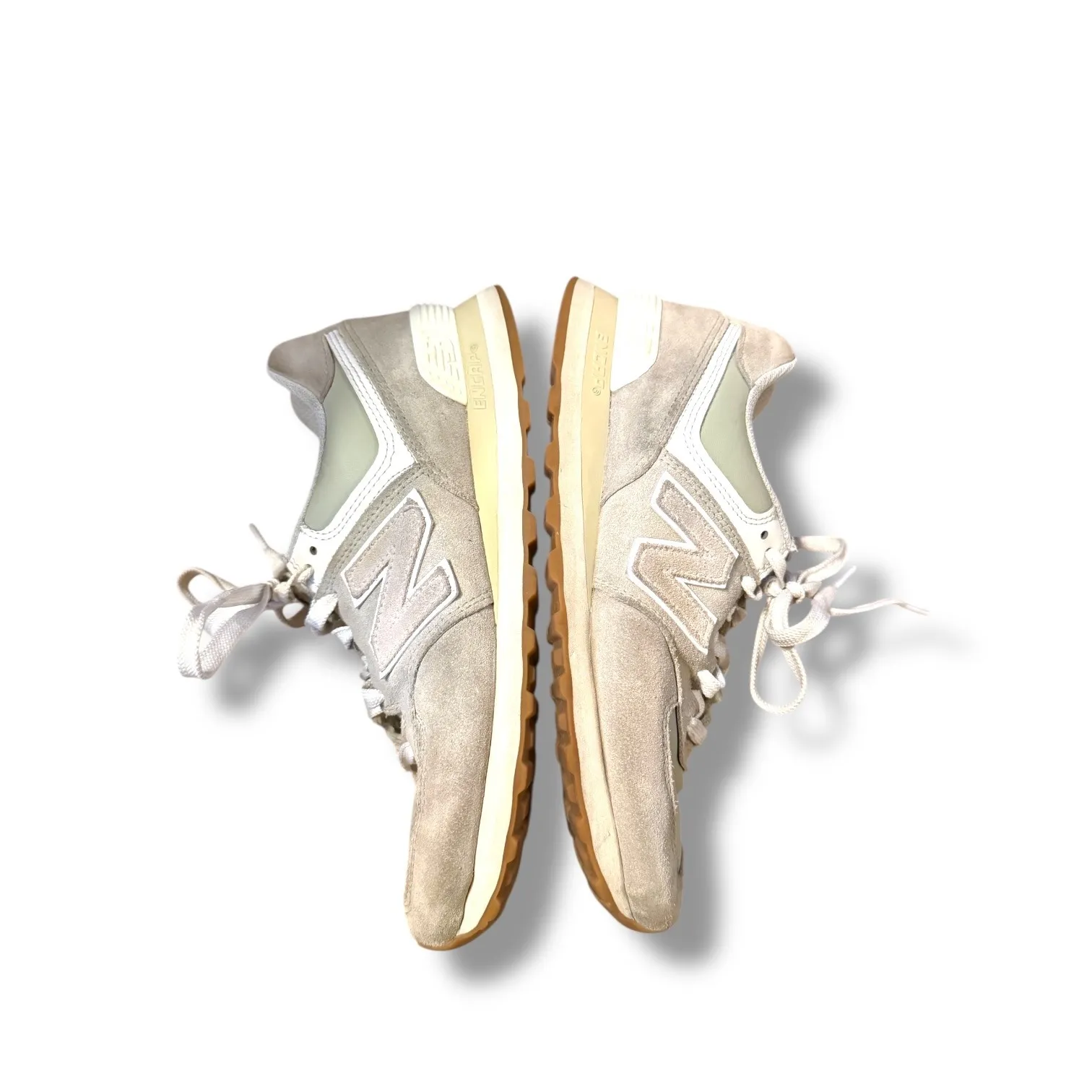 New Balance 574 Calm Green Sneakers Women's 9.5 Men's 8 Suede Athletic Shoes - Image 8