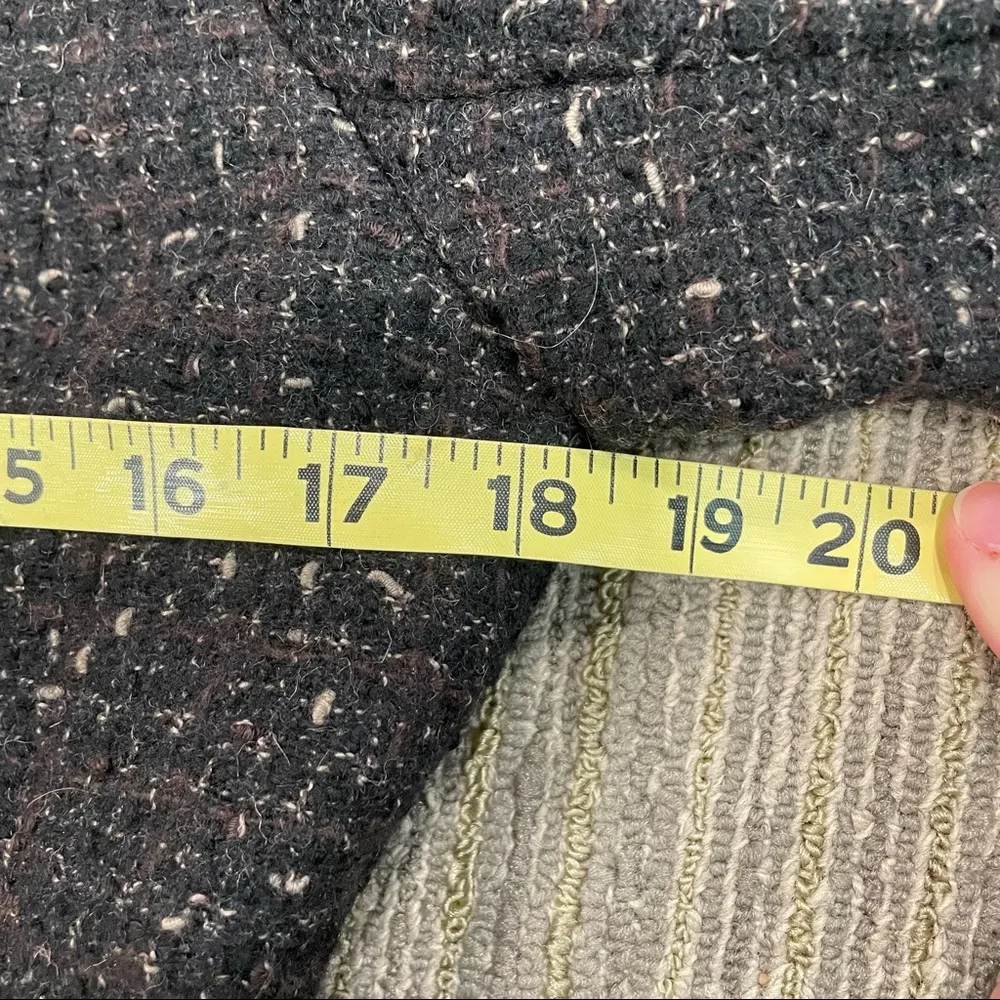 DKNY Black Brown Tweed Wool Ruffle Longline Coat Jacket Sz 4 - Image 11