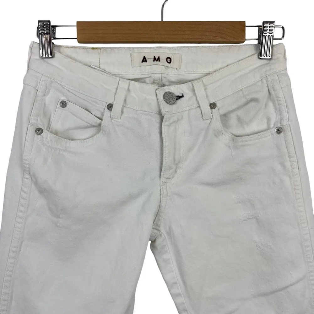 AMO White Twist Seam Midrise Sea Salt Ankle Skinny Jeans Size 26 - Image 3