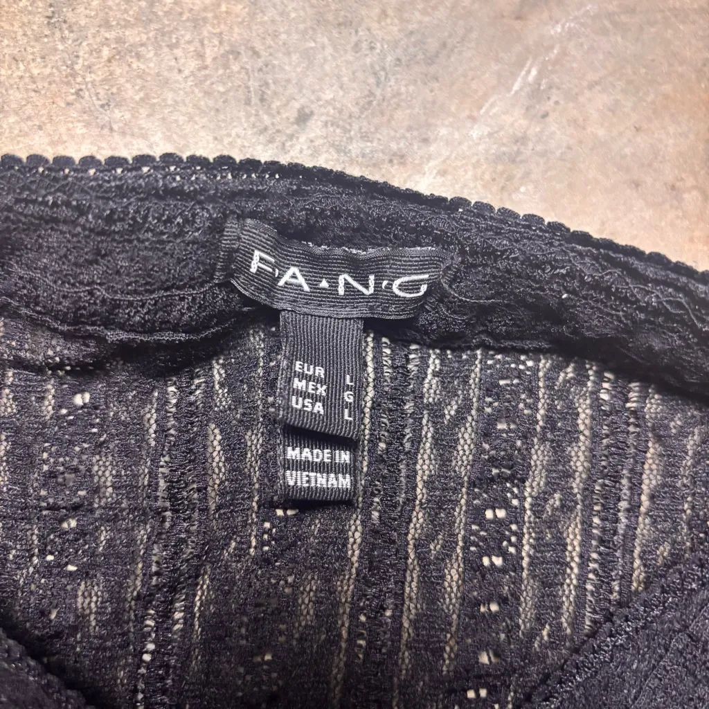 Fang Y2K Vintage Sheer Lace Dark Coquette grunge blouse Womens Large Black - Image 2