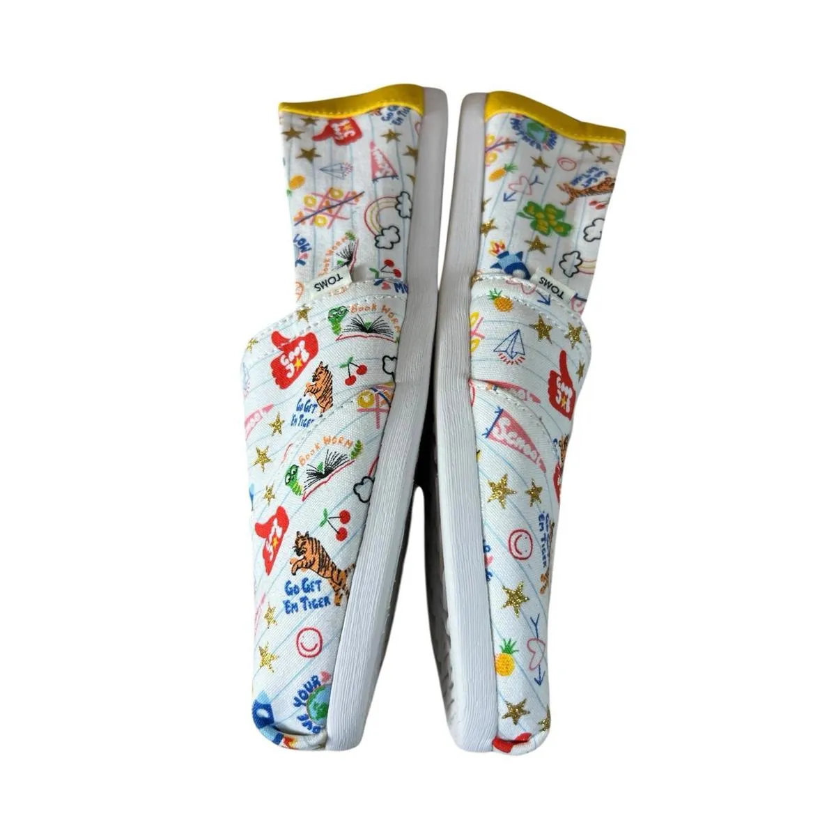 Toms White Alpargatas Notebook Doodles Flat Slip On Ortholite Women’s Size 7.5 - Image 9