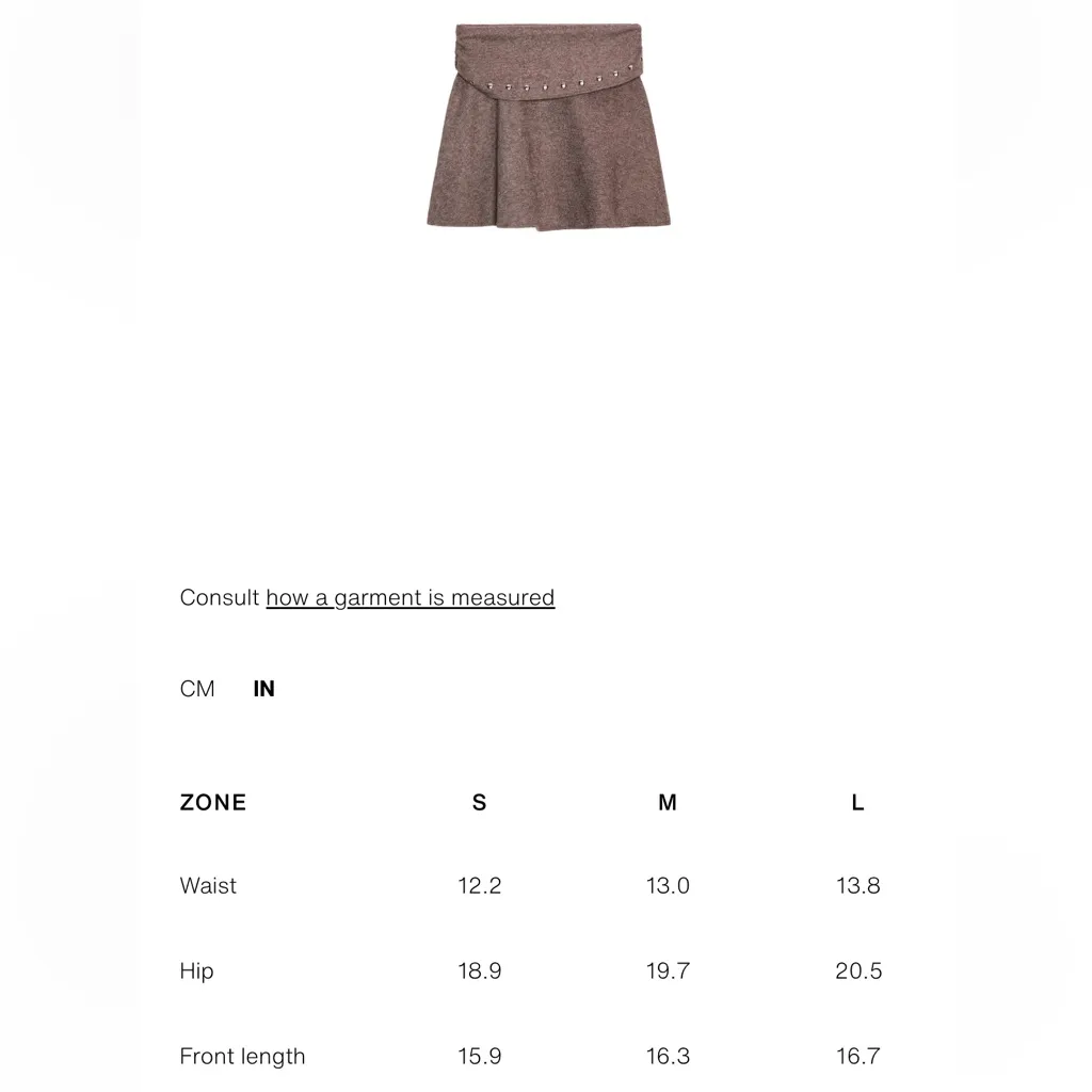 Zara NWT brown taupe studded fold over pull on mini skirt - Image 3