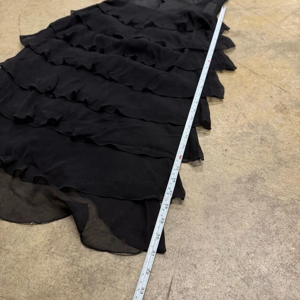 Vintage Laundry by Shelli Segal y2k silk coquette halter ruffle dress - Image 7