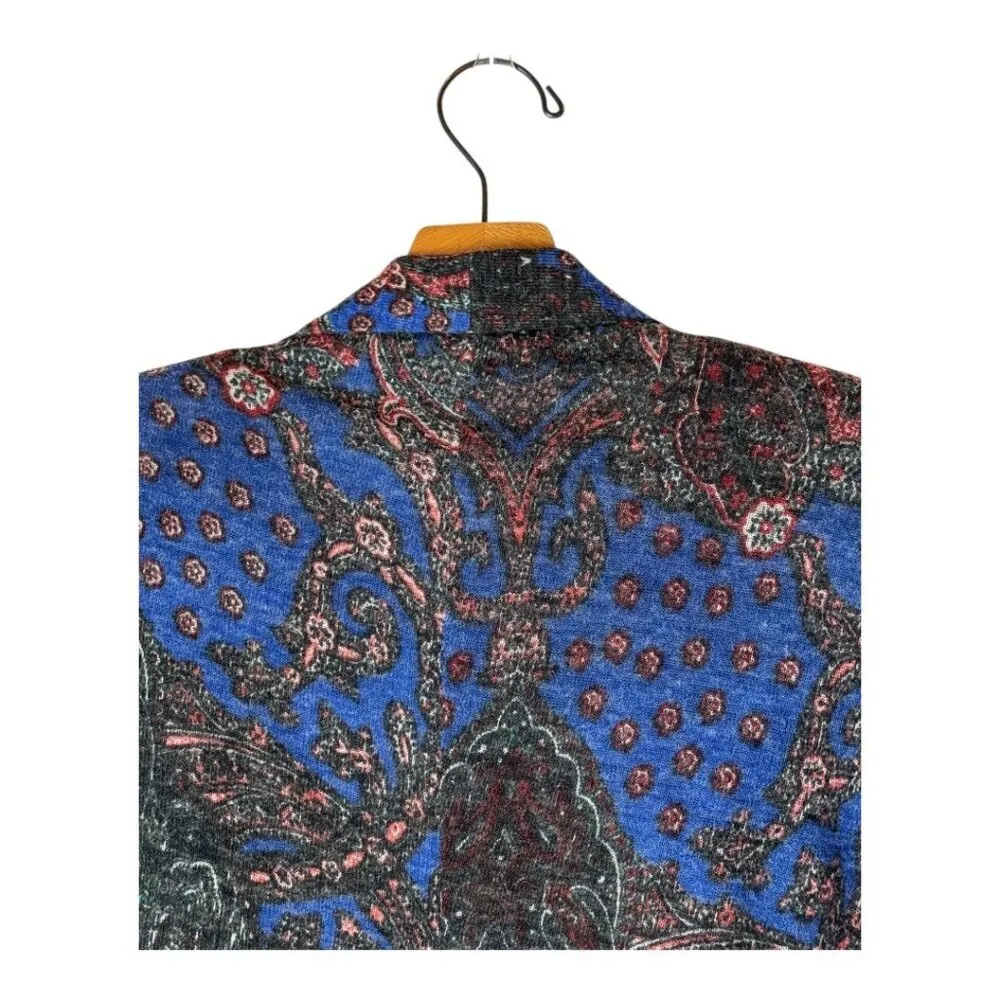 Alberto‎ Makali Blazer Women Medium Blue Paisley Shawl Collar Open Jacket Italy - Image 4