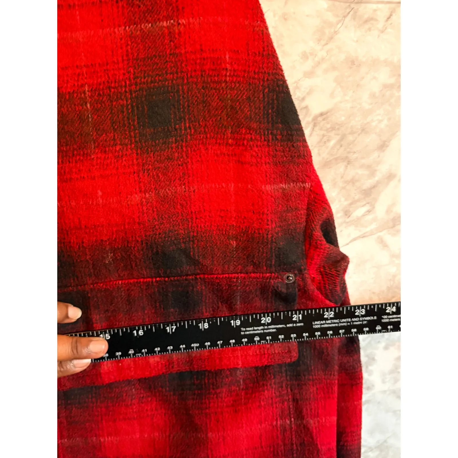 ZARA Red Black Plaid Wool‎ Blend Oversized Shacket Jacket Shirt Women's M - Image 8