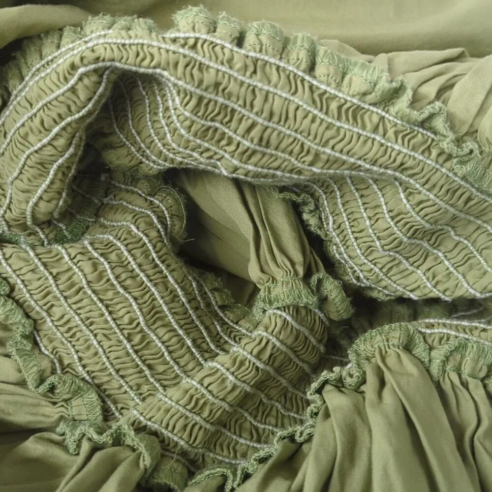 Rtr sz small 4/6 Smocked Waist MISA Los Angeles Marianna Dress green midi a-line - Image 9