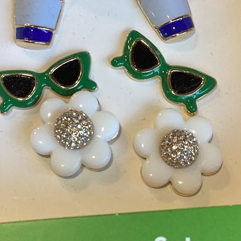 Kate Spade Target Collab Earrings Set Coffee Sunglasses Flowers NIB - Image 3