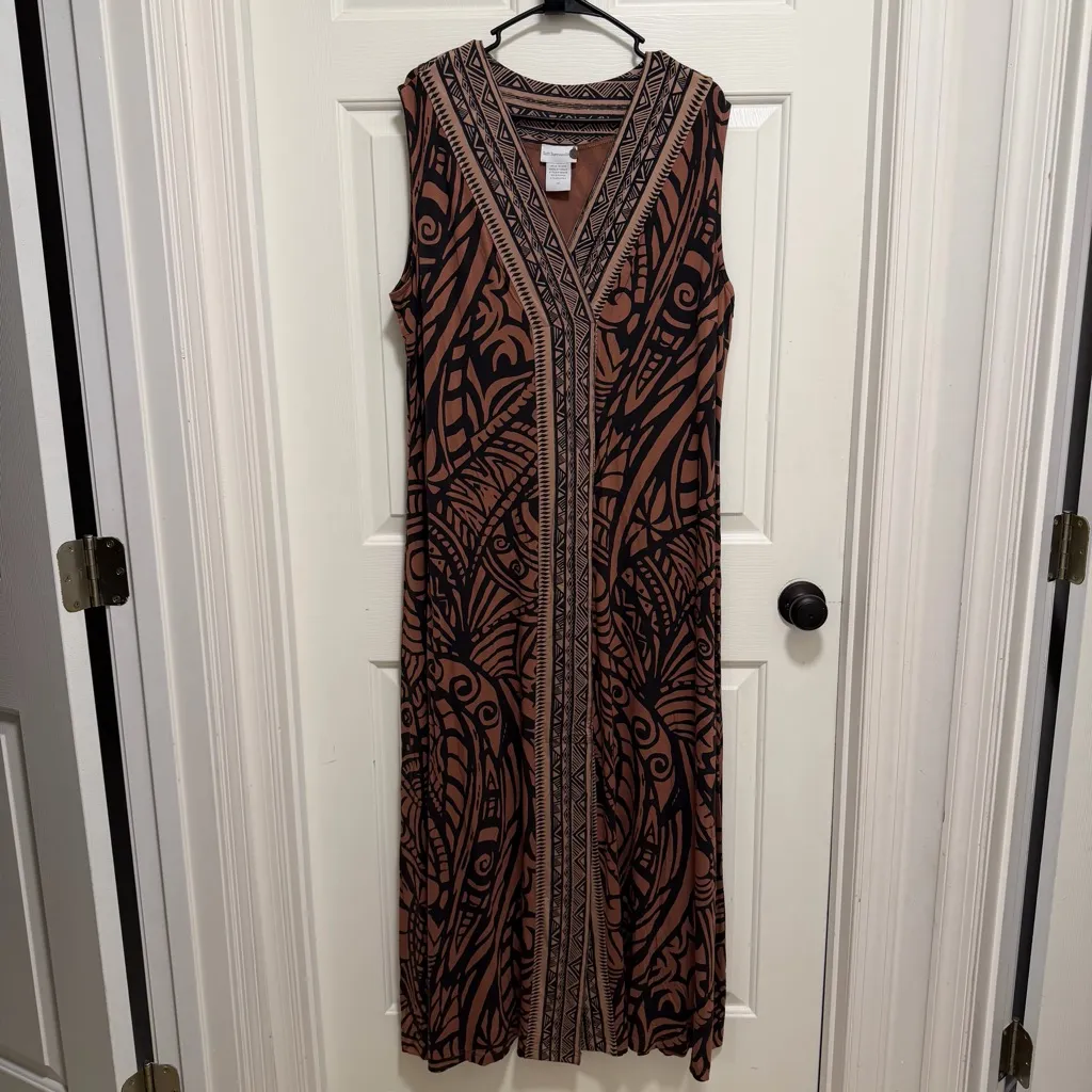 Soft Surroundings Serengeti Dress Maxi Brown Black Large 1X - Image 2