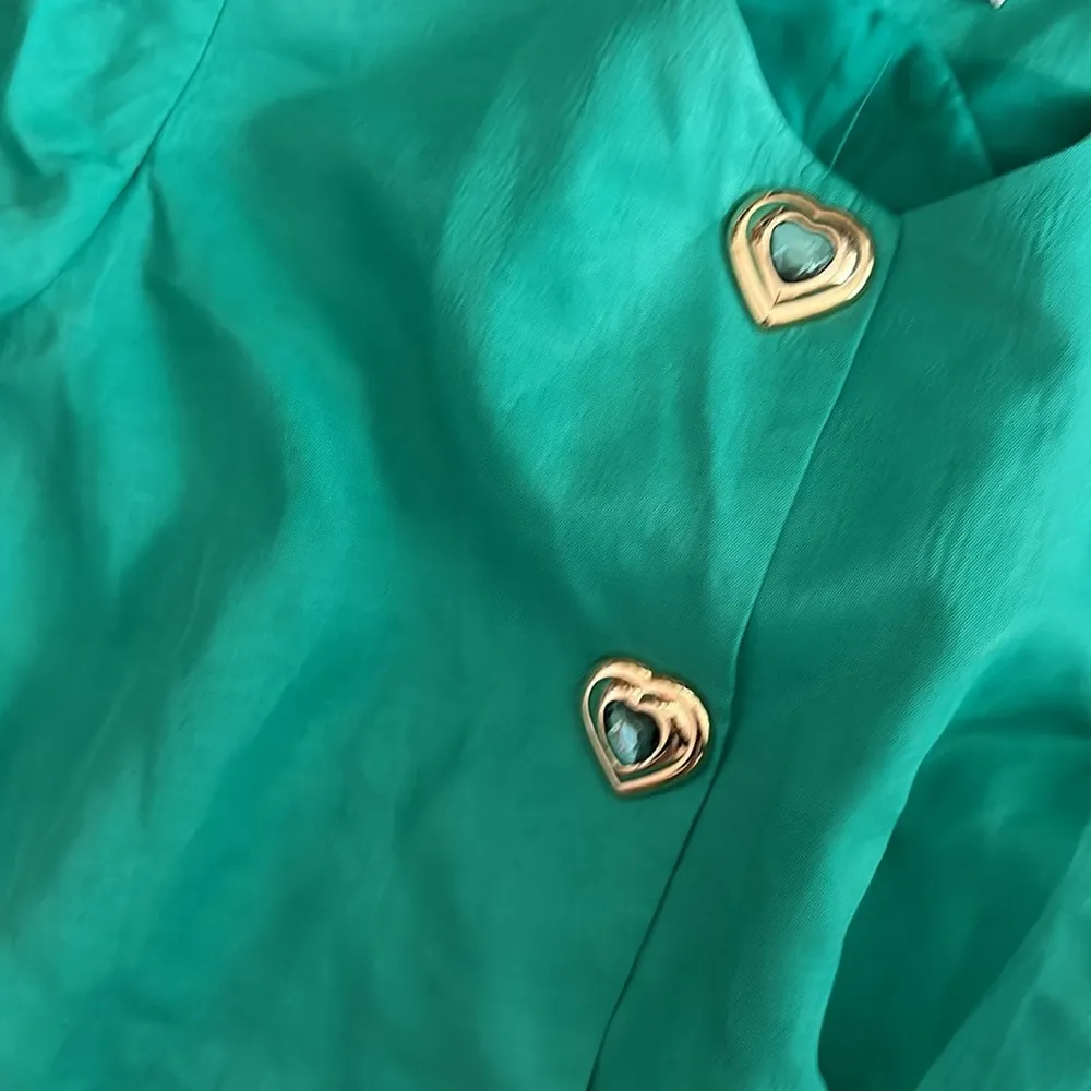 ADL x Raisa Vanessa crop green heart embellished button blazer M St Pattys Size M - Image 2