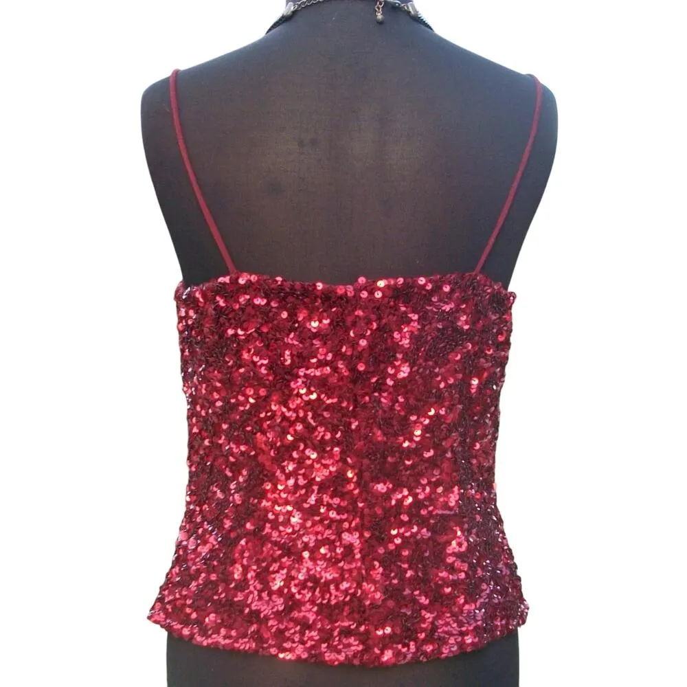 Cache Red Sequin Encrusted Halter Asymmetrical Bustier Event Lined Top $138 NWT - Image 7