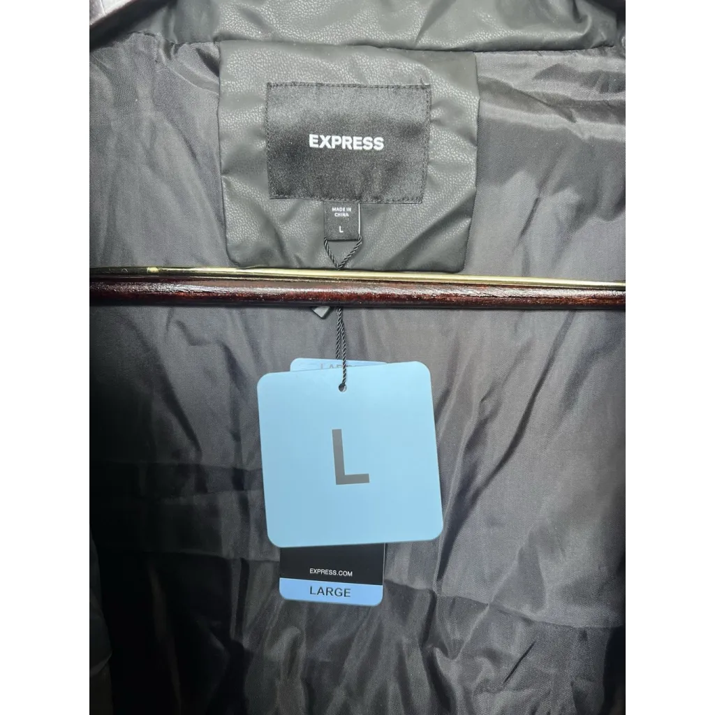 Express Cropped Puffer Jacket Snap Zip Closure Mock Neck Women's Large Thick - Image 7