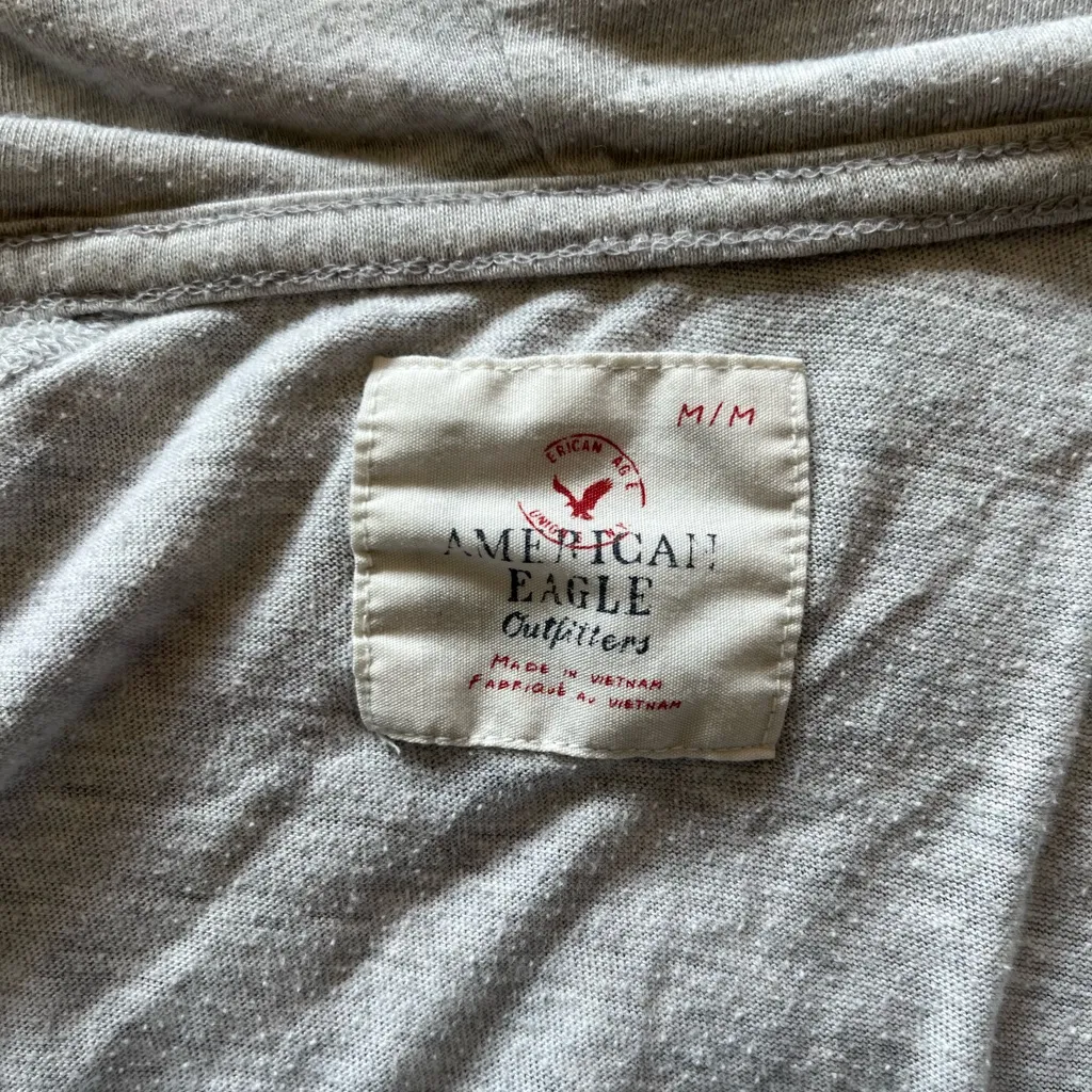 American Eagle Outfitters Y2K Blue and Gray Striped Hoodie SZ M 2000s Vintage - Image 12