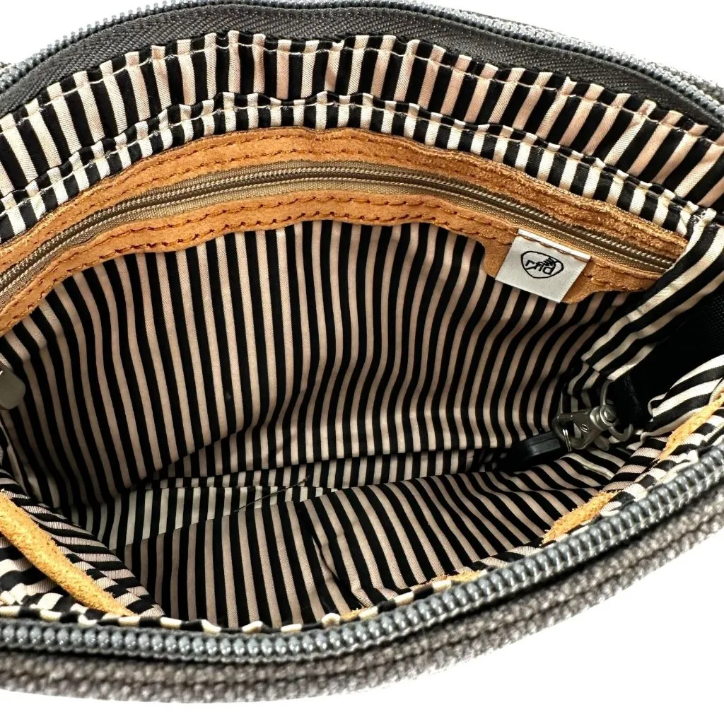 TRAVELON Anti-Theft Security Crossbody Bag in Gray Canvas - Image 4