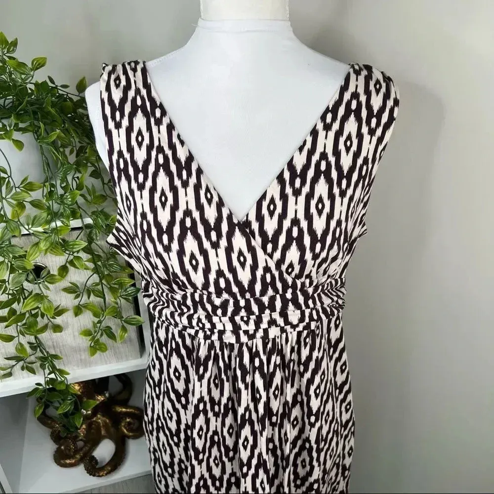 LOFT Outlet V neck Maxi Dress Deep Purple and Ivory Sleeveless Size LP - Image 3