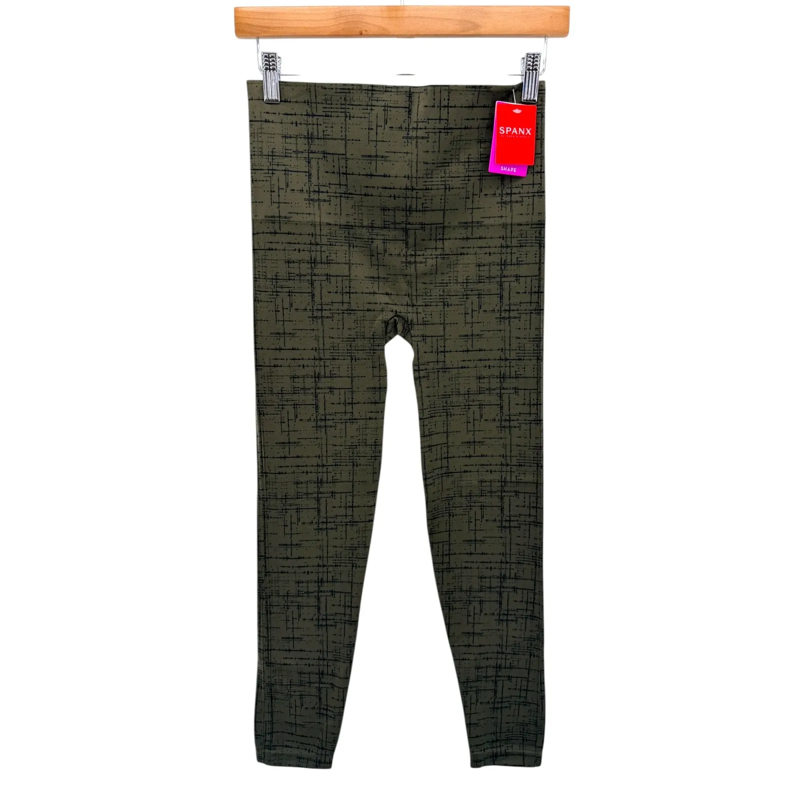 SPANX Look At Me Now Leggings Olive Crosshatch Print Shapewear Size XL NWT - Image 3