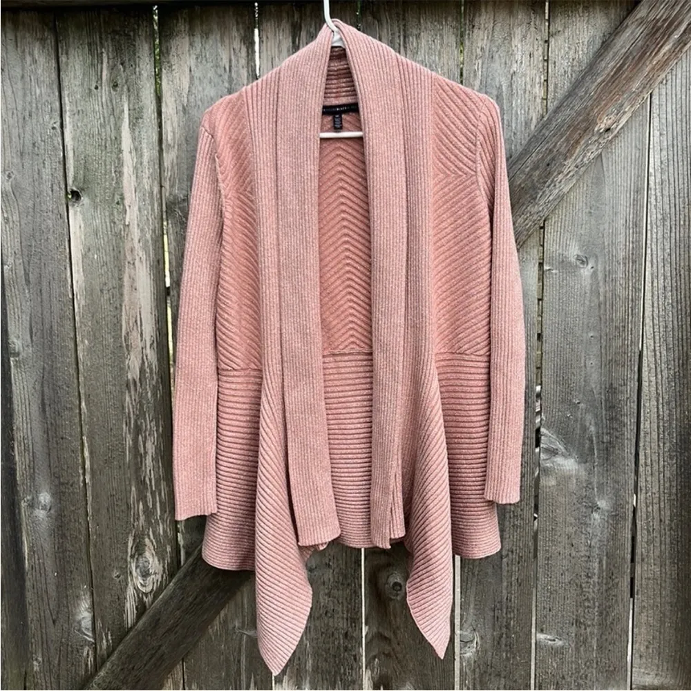 EUC White House Black Market Ribbed Open Front Draped Sweater - Image 4