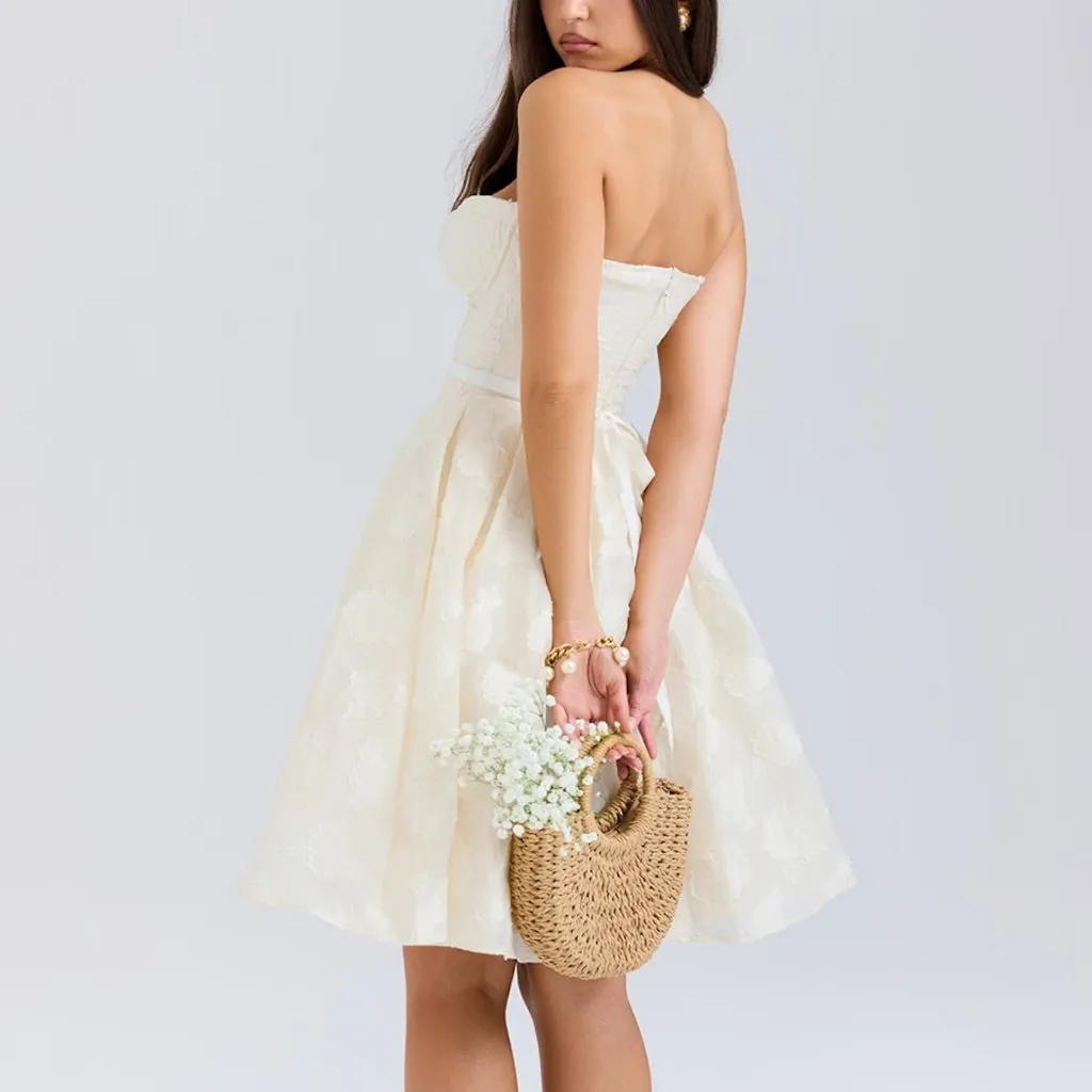 NWT HOUSE OF CB Saige vintage cream floral strapless mini dress - Image 8