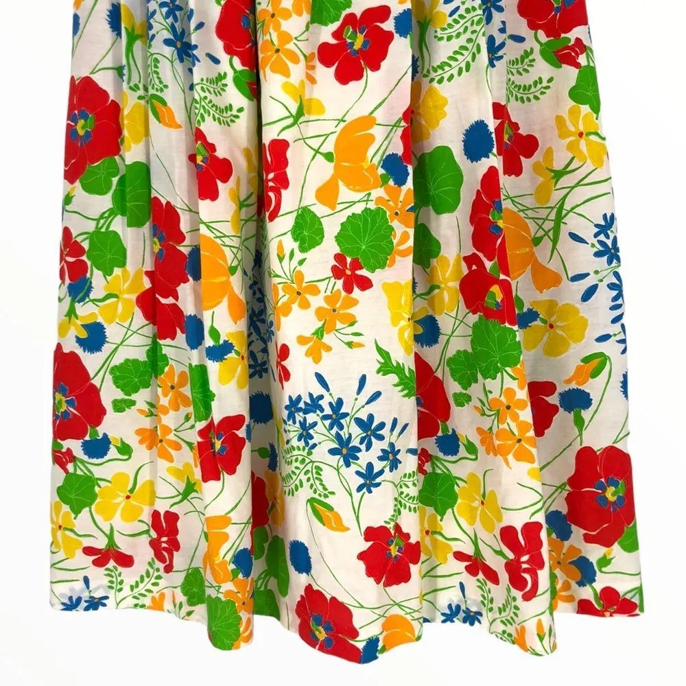 70’s Vintage Adelaar Bold Multicolor Floral Full Maxi Skirt - Image 4