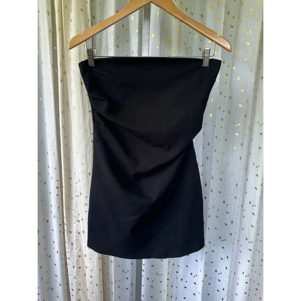 Zara NWT Strapless Minimalist Contemporary Classic Little Black Mini Dress S - Image 2