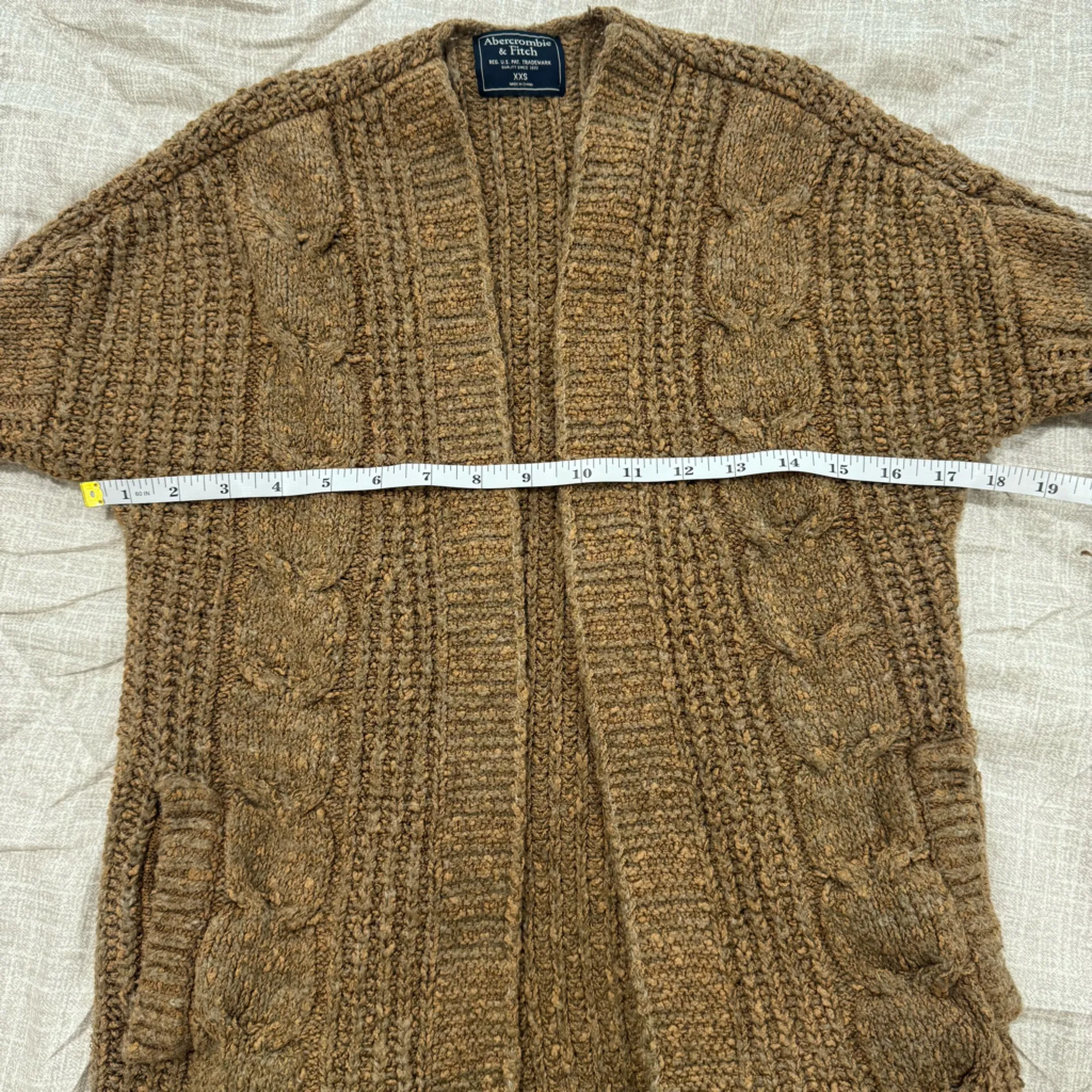 Oversized Abercrombie & Fitch stitch brown‎ cardigan xxs - Image 4