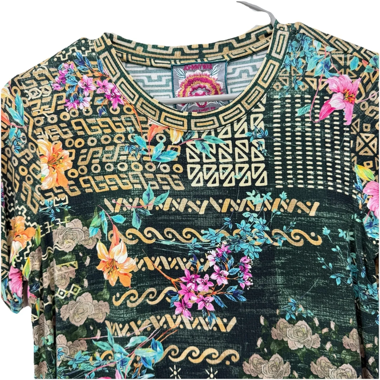 Johnny Was Weller Favorite Floral Patchwork Crewneck Swing T Shirt Size SMALL - Image 6