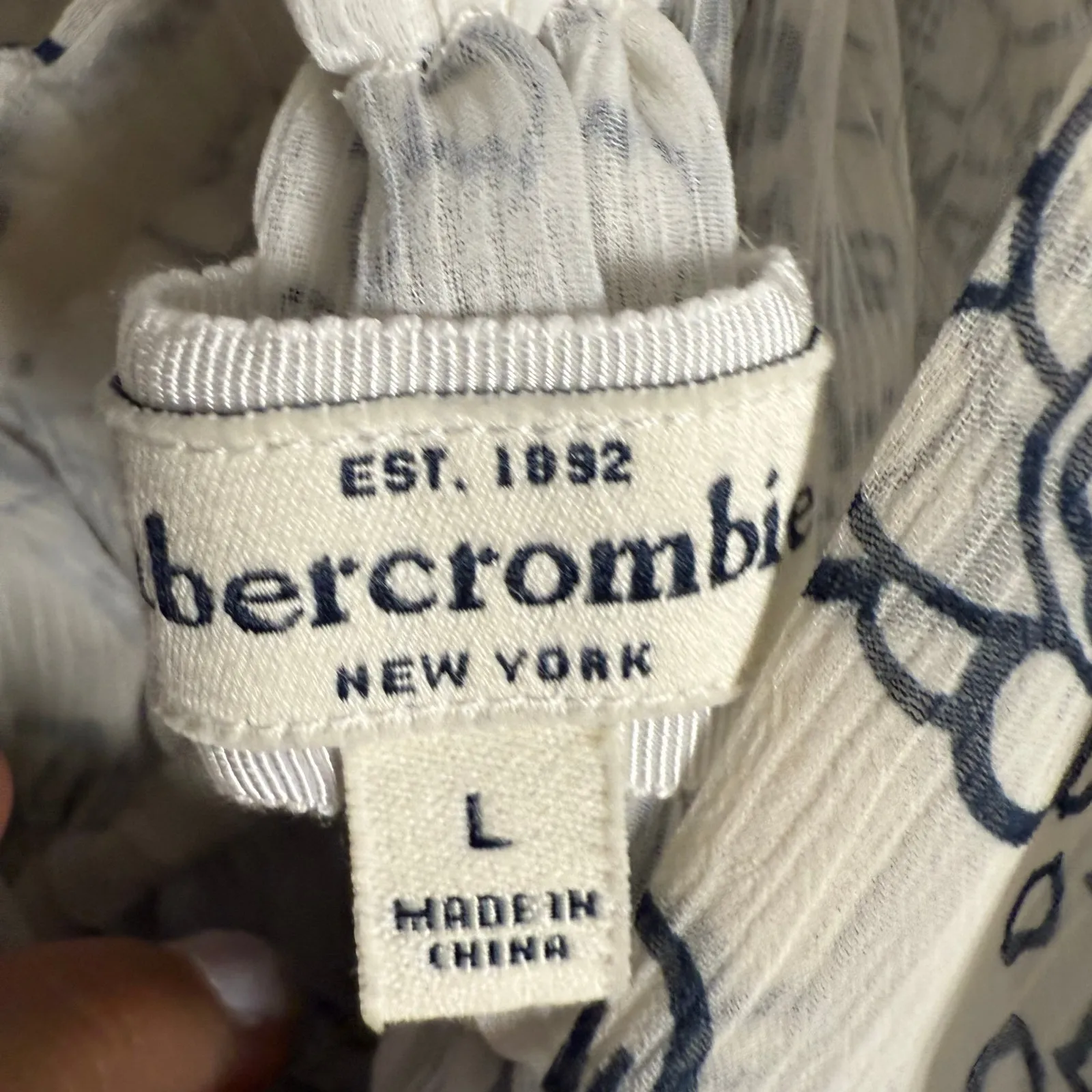 Abercrombie Y2K White Blue Floral Print Twist Back Babydoll Boho Tank Top XS - Image 6