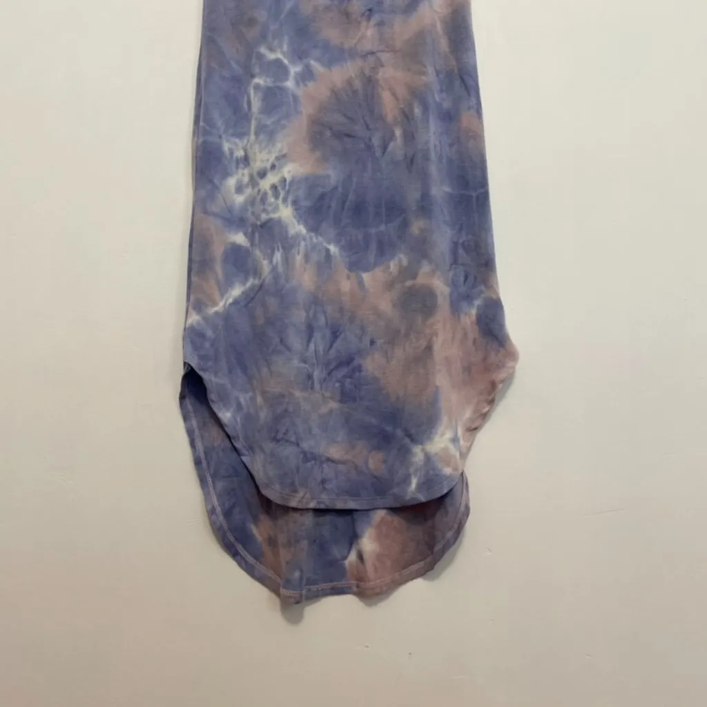 NEW NWT PINK ROSE Periwinkle Blue Mauve Pink Tie Dye Sleeveless Midi Tank Dress - Image 4