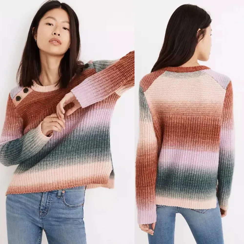 Madewell NEW space dye alpaca wool ribbed button sweater size‎ XXS - Image 3