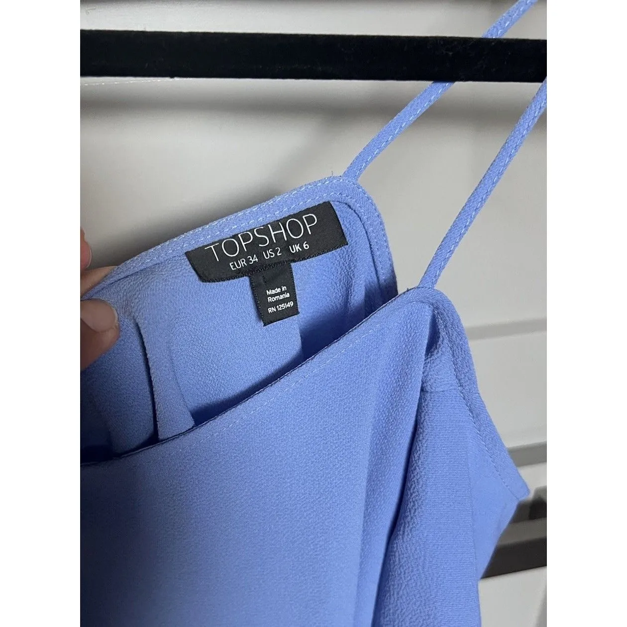 Topshop Women's Periwinkle Blue Cold Shoulder Off The Shoulder Top Size US 2 EUC - Image 3